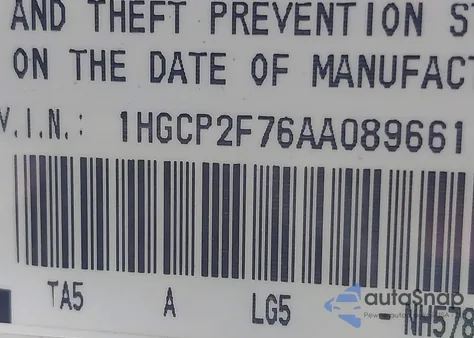 2010 Honda Accord 2.4 Ex from USA, damaged, VIN 1HGCP2F76AA089661
